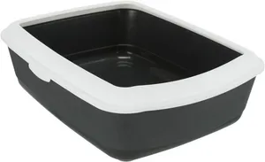 CLASSIC-Katzentoilette, mit Rand, 37 x 15 x 47 cm, grau/weiß